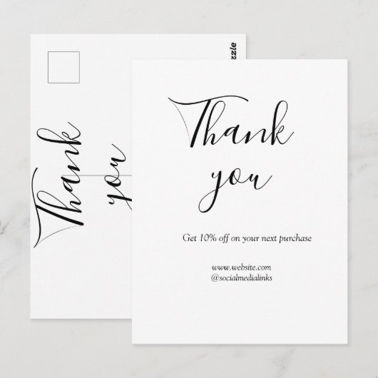 Carte Postale Merci pour le code de réduction de commande site s (Devant / Derrière)