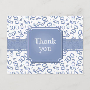 Carte Postale Merci pour le motif de numéro 100 Bleu/Blanc