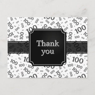 Carte Postale Merci pour le motif de numéro 100 Noir/Blanc
