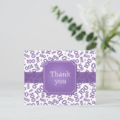 Carte Postale Merci pour le motif numérique 100 violet/blanc (Debout devant)