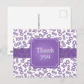 Carte Postale Merci pour le motif numérique 100 violet/blanc (Devant / Derrière)