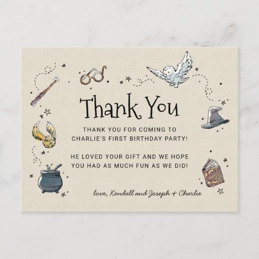 Carte Postale Merci pour le premier anniversaire d'Harry Potter (Devant)