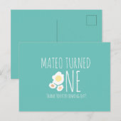 Carte Postale Merci pour le premier anniversaire d'Œuf Frit  (Devant / Derrière)