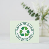Carte Postale Merci pour le recyclage (Debout devant)