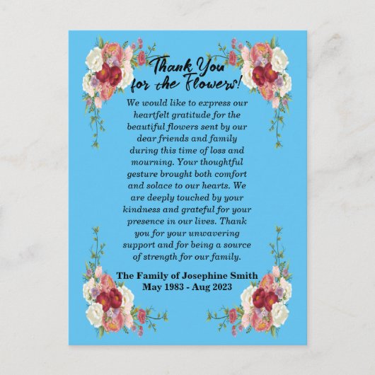 Carte Postale Merci Pour L'Envoi De Fleurs Après L (Devant)
