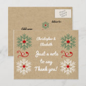 Carte Postale Merci pour les cadeaux de Noël kraft avec des floc (Devant / Derrière)