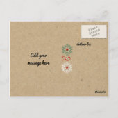 Carte Postale Merci pour les cadeaux de Noël kraft avec des floc (Dos)