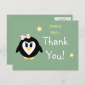 Carte Postale Merci pour les cadeaux de Noël pingouin de nom de (Devant / Derrière)