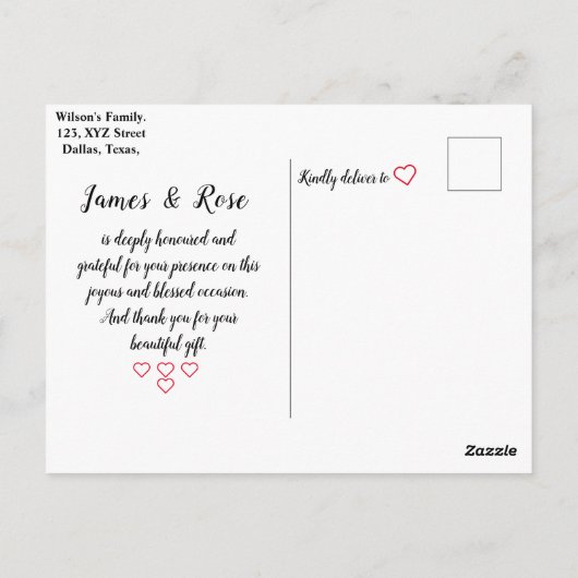 Carte postale Merci Pour les clients Mariages (Dos)