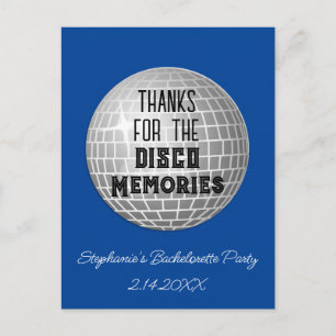 Carte Postale Merci pour les souvenirs disco Enterrement de vie 