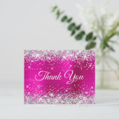 Carte Postale Merci pour mes 30 ans Silver Glitter Magenta (Debout devant)