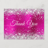 Carte Postale Merci pour mes 30 ans Silver Glitter Magenta (Devant)