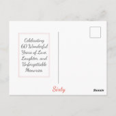 Carte Postale Merci pour mes 60 ans fleurs florales 60 années de (Dos)