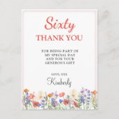 Carte Postale Merci pour mes 60 ans fleurs florales 60 années de (Devant)