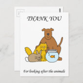 Carte Postale Merci pour s'occuper des animaux (Devant / Derrière)