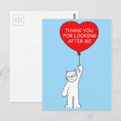 Carte Postale Merci pour s'occuper du chat (Devant / Derrière)
