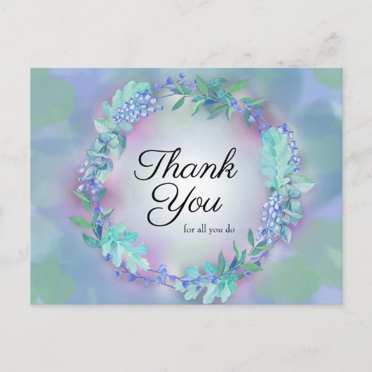 Carte Postale Merci Pour Tout Ce Que Vous Faites Blue Purple Flo (Devant)