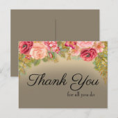 Carte Postale Merci pour tout ce que vous faites rose rouge or f (Devant / Derrière)