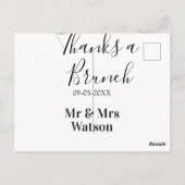 Carte Postale Merci pour un nom de brunch post-mariage date simp (Dos)