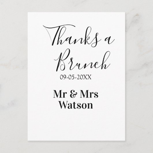 Carte Postale Merci pour un nom de brunch post-mariage date simp (Devant)