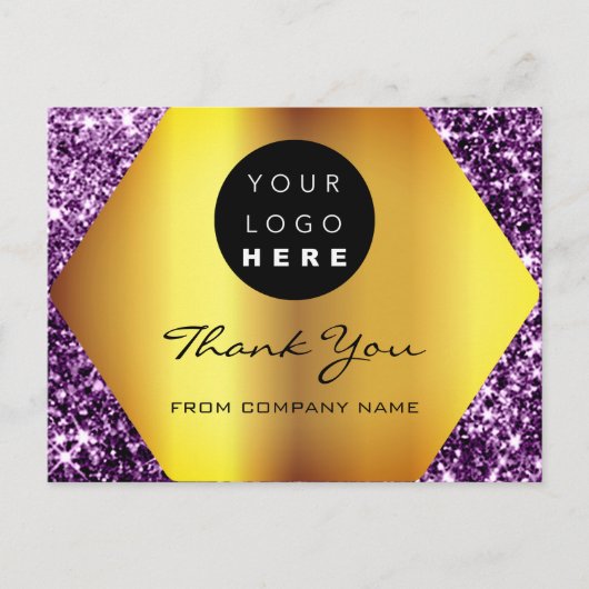 Carte Postale Merci pour votre achat Logo Gold Purple (Devant)