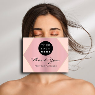Carte Postale Merci Pour Votre Achat Pink Rose Rose Gold Logo