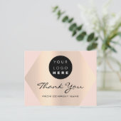 Carte Postale Merci Pour Votre Achat Rose Logo Or (Debout devant)
