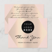 Carte Postale Merci Pour Votre Achat Rose Logo Or (Devant / Derrière)