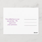 Carte Postale Merci pour votre assiduité florale violette (Dos)