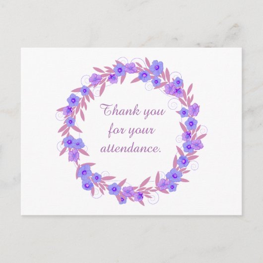 Carte Postale Merci pour votre assiduité florale violette (Devant)