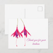 Carte Postale Merci Pour Votre Belle Aquarelle Fuschia (Devant / Derrière)