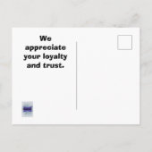Carte Postale Merci pour votre clientèle, nous apprécions votre  (Dos)