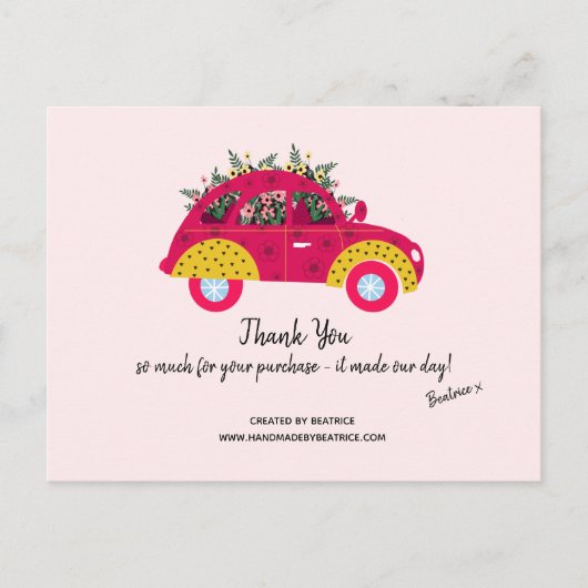 Carte Postale Merci pour votre commande amusant Floral Rose (Devant)