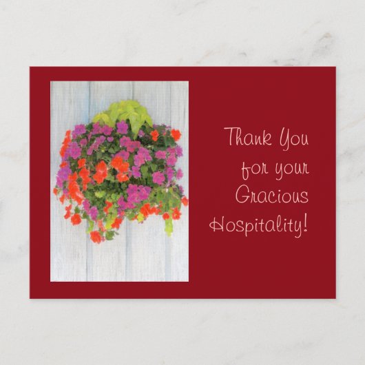 Carte Postale Merci pour votre Gracious Hospitality ! (Devant)