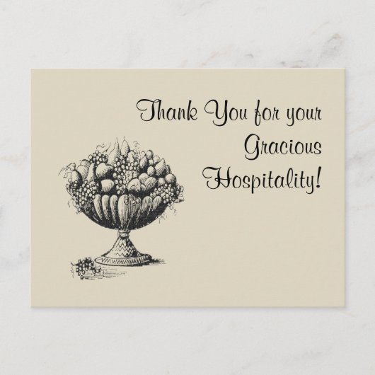 Carte Postale Merci pour votre Gracious Hospitality ! (Devant)