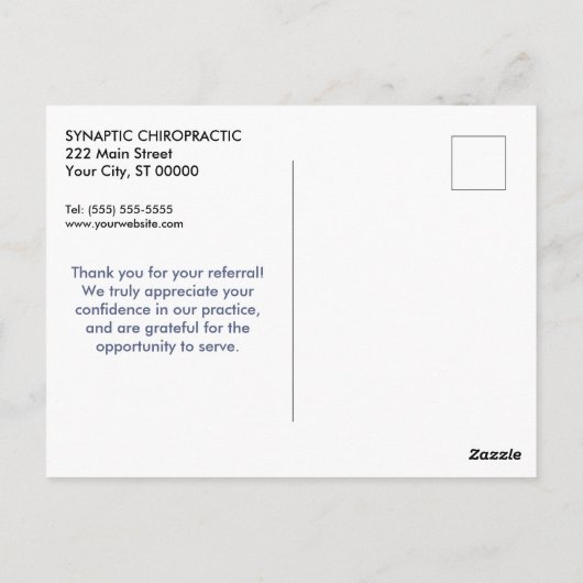 Carte Postale Merci pour votre recommandation 3 Chiropratique (Dos)