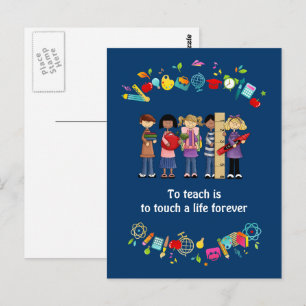 Carte Postale Merci, professeur. Enfants et devis scolaires