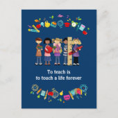 Carte Postale Merci, professeur. Enfants et devis scolaires (Devant)