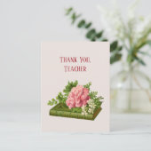 Carte Postale Merci Professeur, Image Vintage de Pivoine sur Liv (Debout devant)