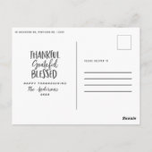 Carte Postale Merci, reconnaissant, béni photo d'action de grâce (Dos)