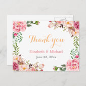 Carte Postale Merci - Romantique chic floral enveloppé (Devant / Derrière)