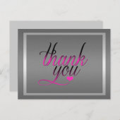 Carte postale Merci rose argent élégant (Devant / Derrière)