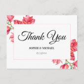 Carte Postale Merci rose blanc Mariage Floral Magnolia (Devant)