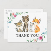 Carte postale Merci rose des animaux forestiers (Devant / Derrière)