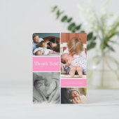 Carte Postale Merci rose deuxième bébé faire-part de naissance (Debout devant)