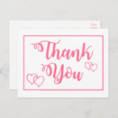 Carte Postale Merci rose et blanc Coeurs de mariage (Devant / Derrière)