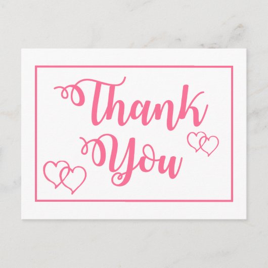 Carte Postale Merci rose et blanc Coeurs de mariage (Devant)