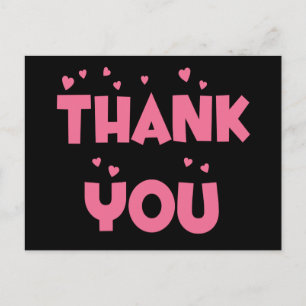 Carte Postale Merci Rose Et Coeur Noir