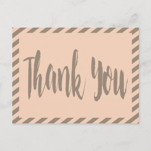 Carte Postale Merci Rose Et Gris Brown