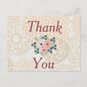 Carte Postale Merci rose et vert